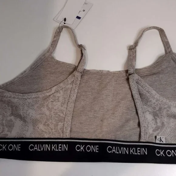 NEW with TAGS Calvin Klein CK One Bralette size XL SNAKESKIN cream QF5727 - Picture 4 of 6